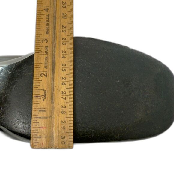 BLACK PATENT LEATHER SHINY Block Heel Pumps 60S MOD SHOES 10 - Picture 7 of 13